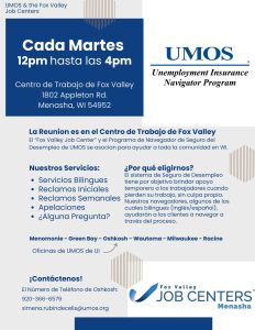 UMOS Unemployment Insurance Navigator Program @ Fox Cities Job Center-Menasha